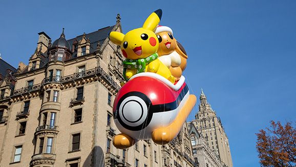 Pikachu and Eevee Thanksgiving Day Parade float