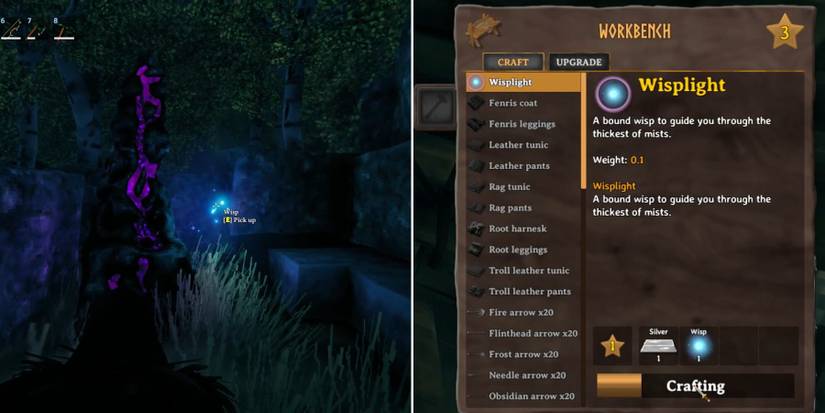 making a wisplight in valheim