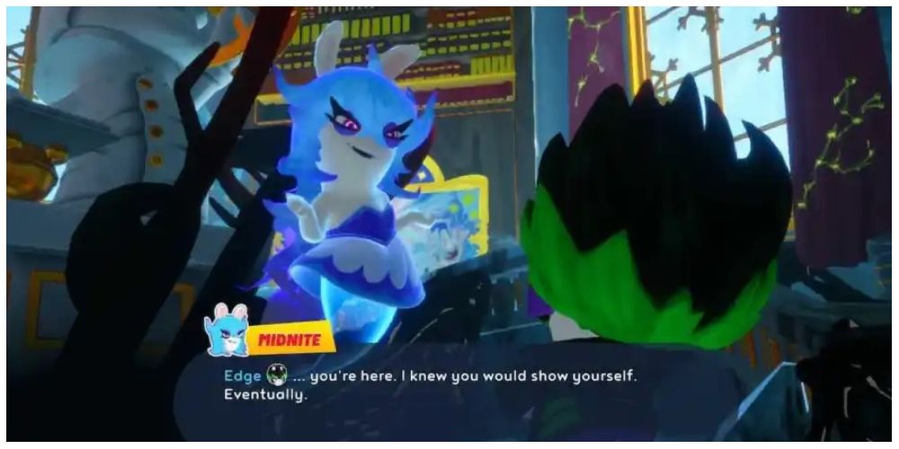 Edge talking to Midnight in Mario + Rabbids: Sparks of Hope