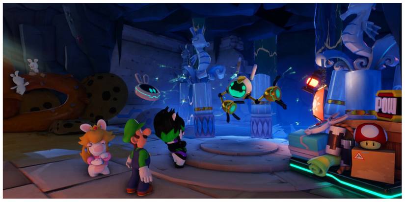 Mario, Edge, and Rabbid Peach in Mario + Rabbids: Sparks of Hope