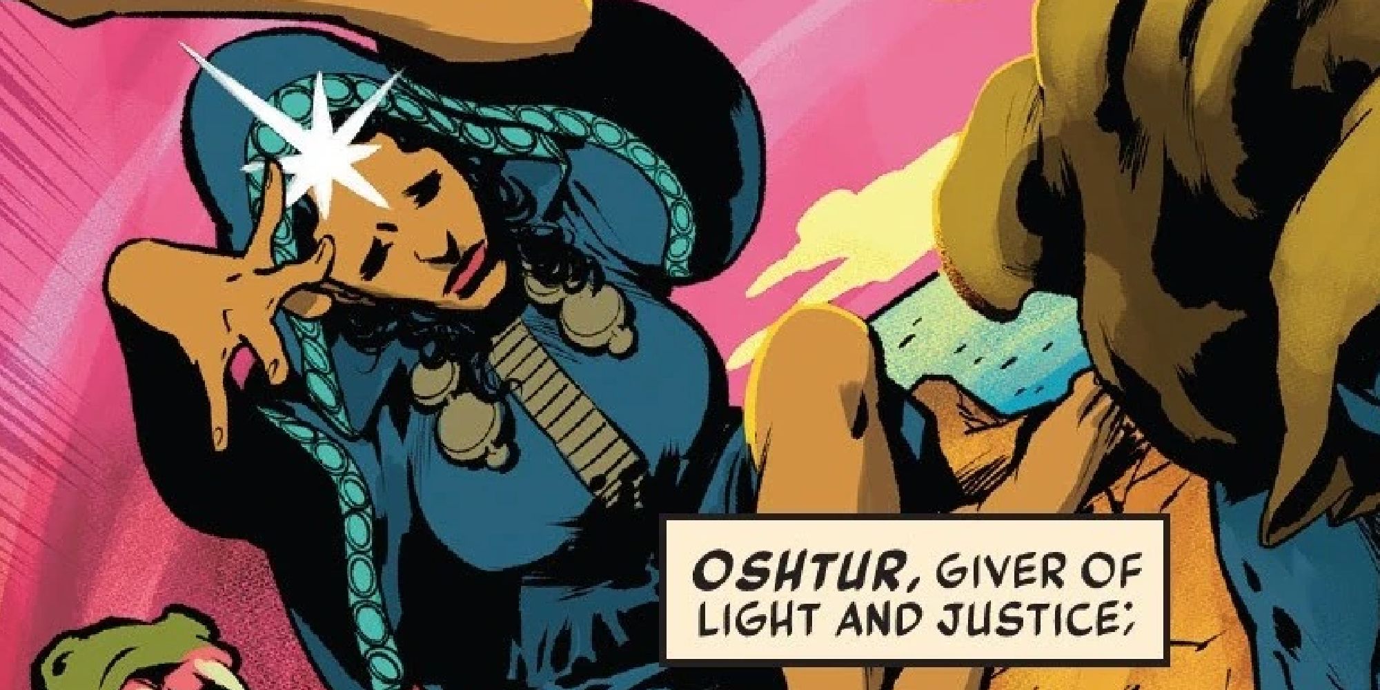 Oshtur, giver of light and justice, appearing in Marvel Comics