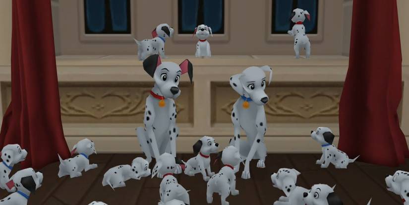 Pongo, Perdita, and their puppies in Kingdom Hearts