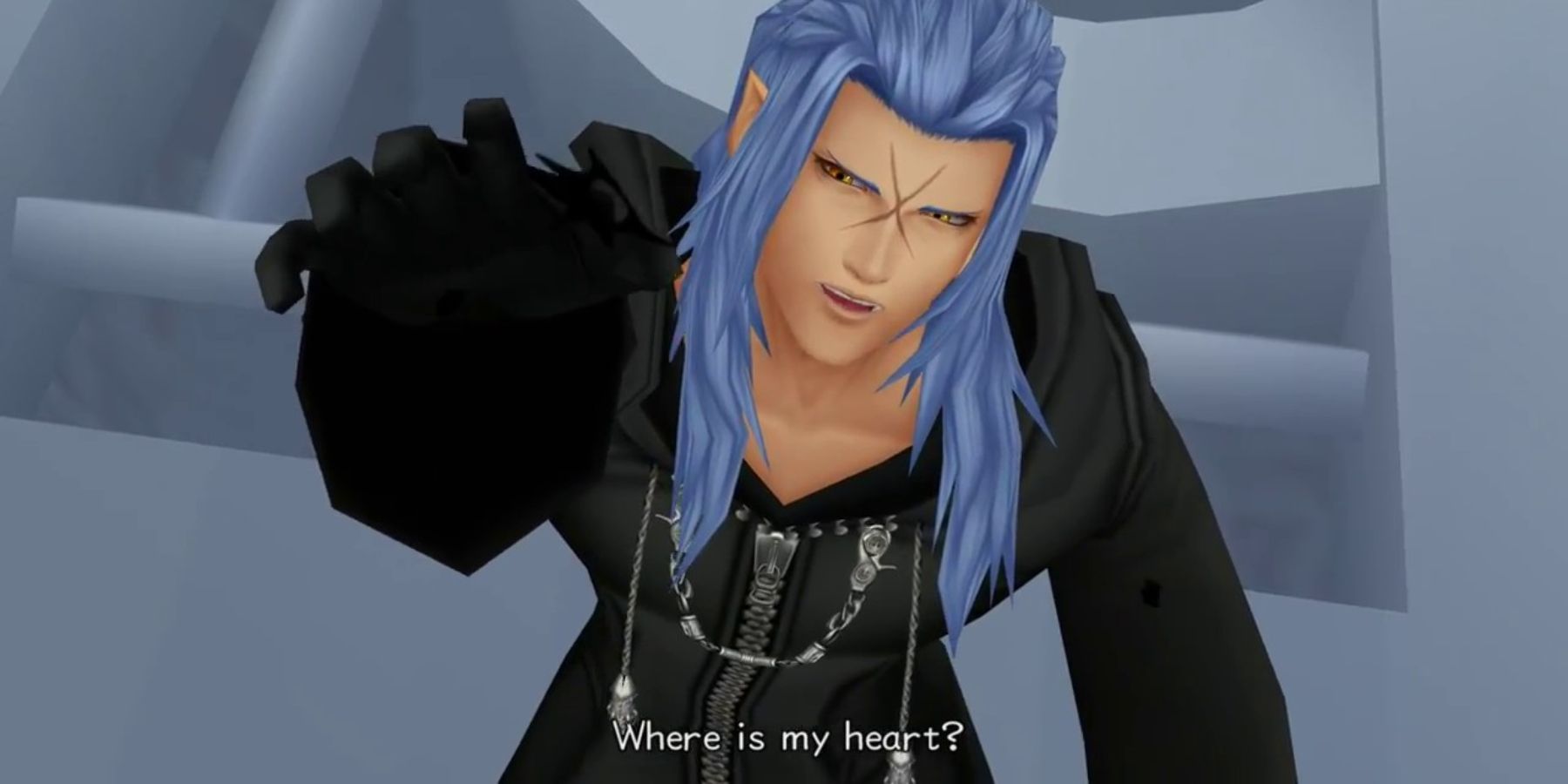 Saix reaches for Kingdom Hearts in Kingdom Hearts 2