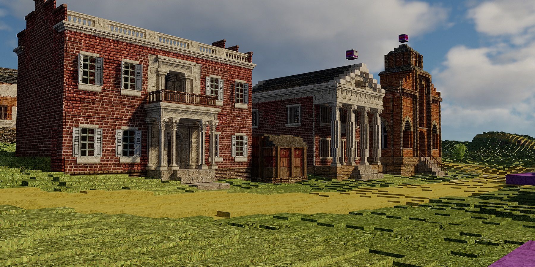 Image of a Civil War-era building reconstructed in Minecraft.