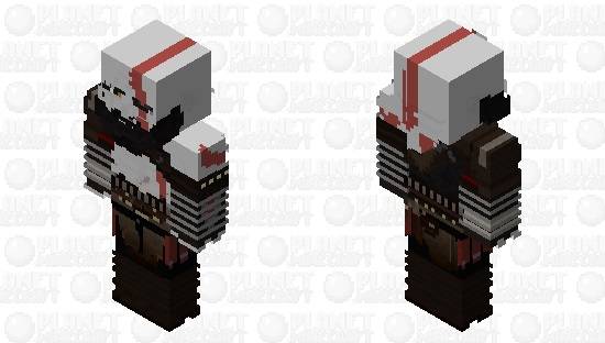 Minecraft Steve reskinned as Kratos from God of War.