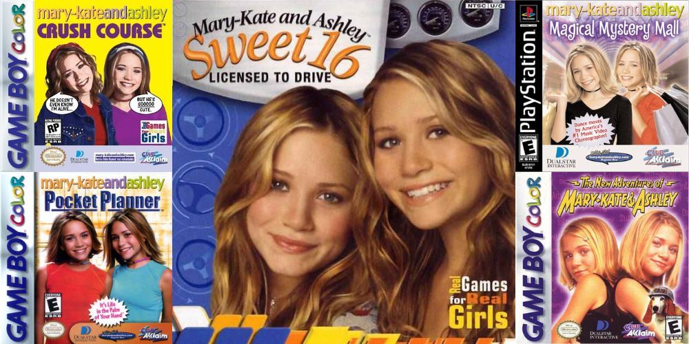 five different Mary-Kate and Ashley video game covers