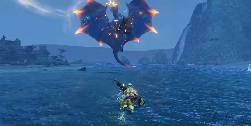 Monster Hunter Rise-Risen Kushala Daora in game screenshot during battle