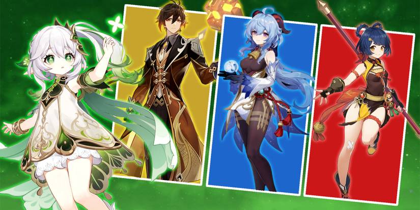 nahida-zhongli-ganyu-xiangling in genshin impact