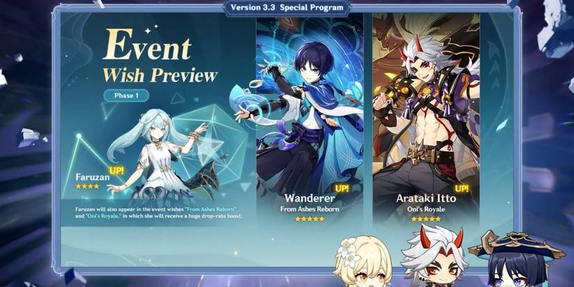 new banner 3.3 faruzan-wanderer-and arataki itto in genshin impact