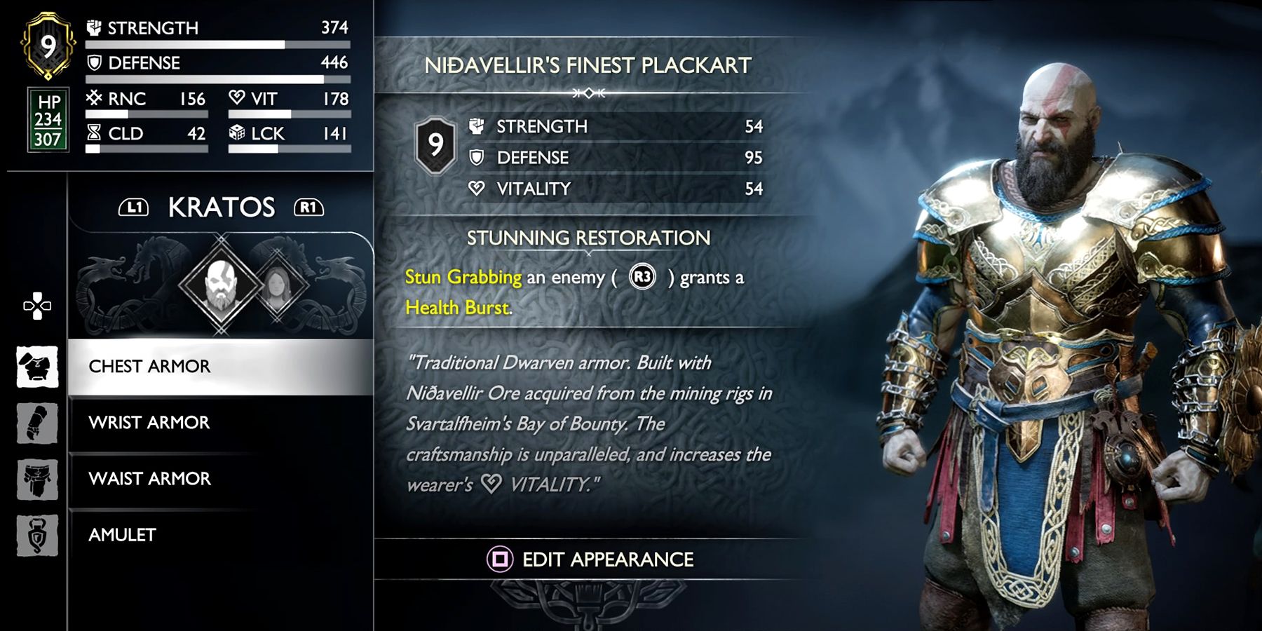 nidavellir armor in god of war ragnarok