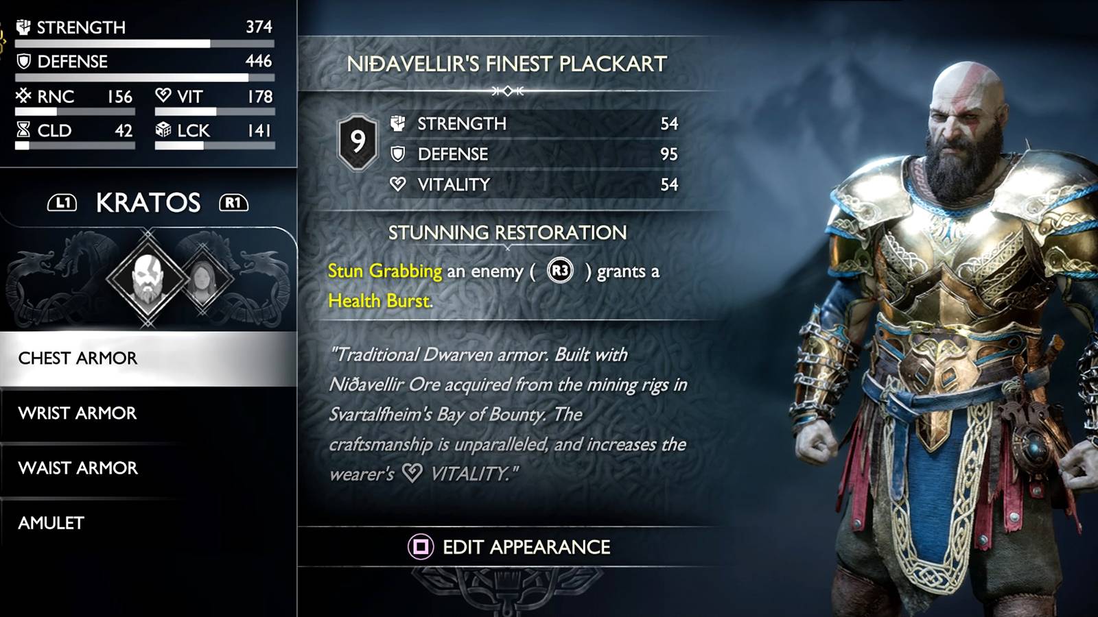 nidavellir Armor in god of war ragnarok