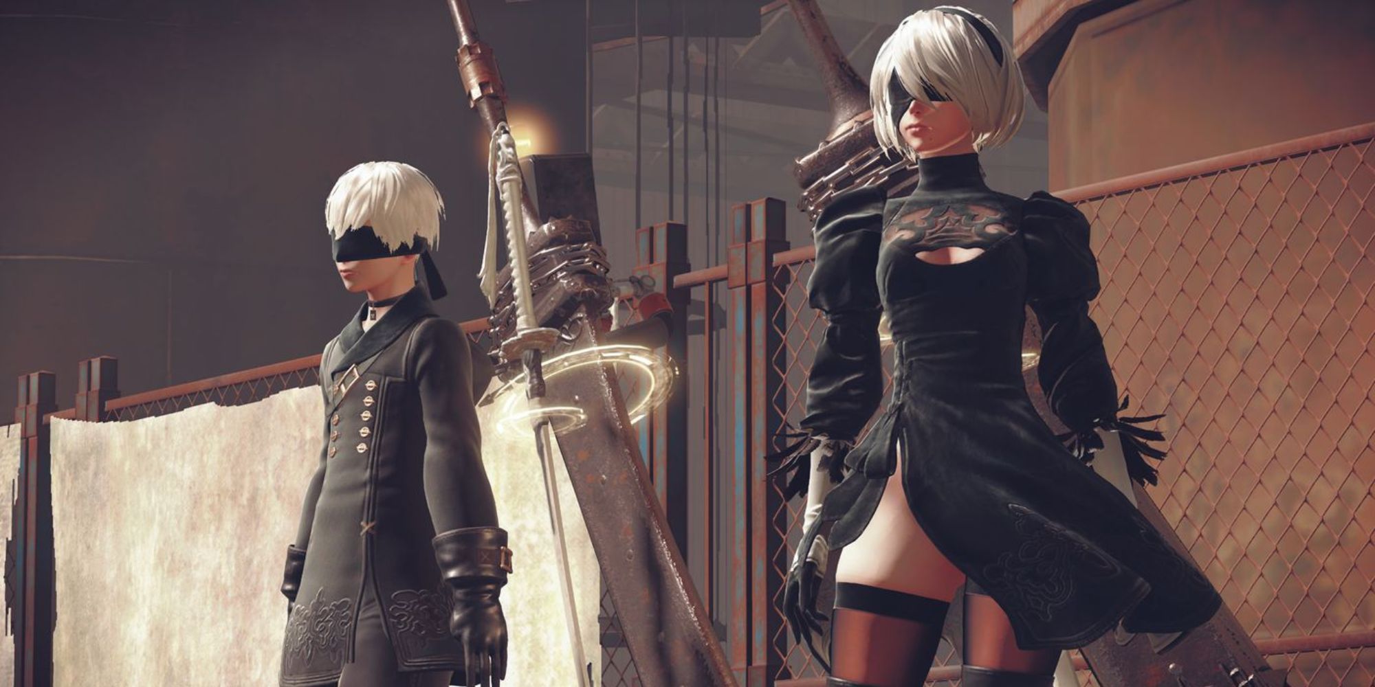 Showing  the main characters in NieR: Automata 