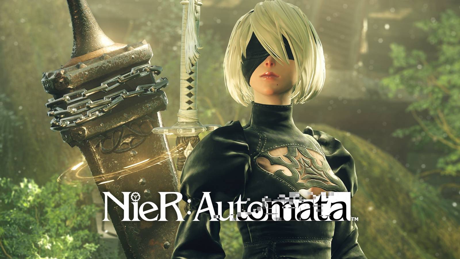 nier automata title card and character