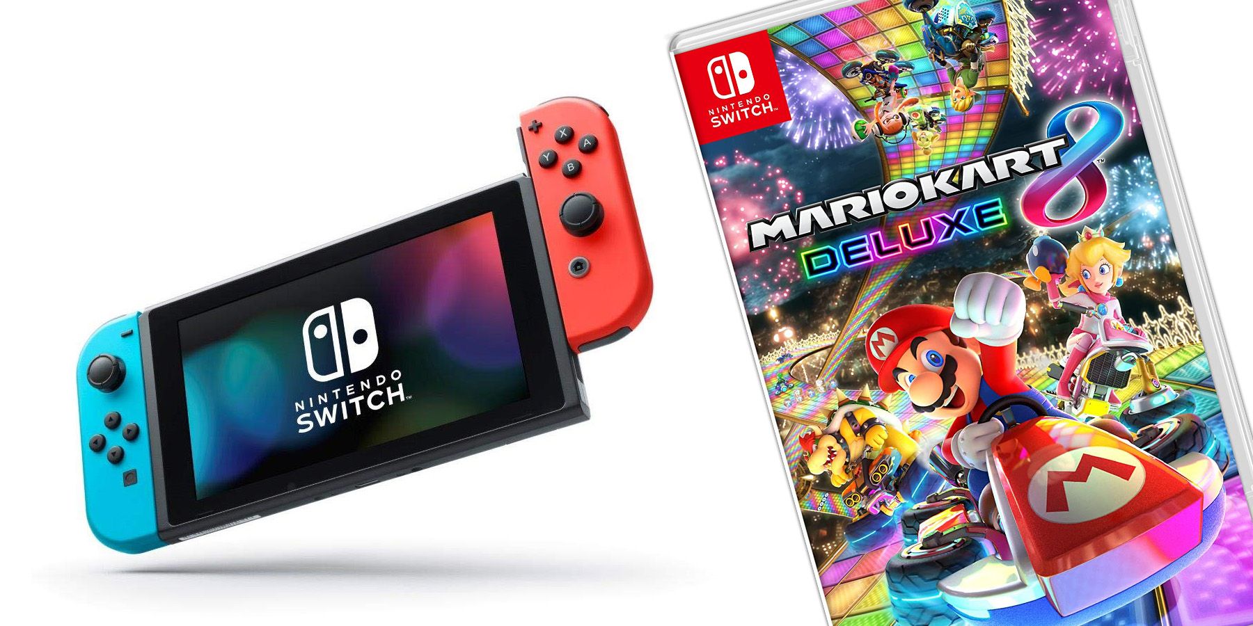 Nintendo Switch with Neon Blue & Neon Red Joy‑Con & Mario Kart 8 Deluxe