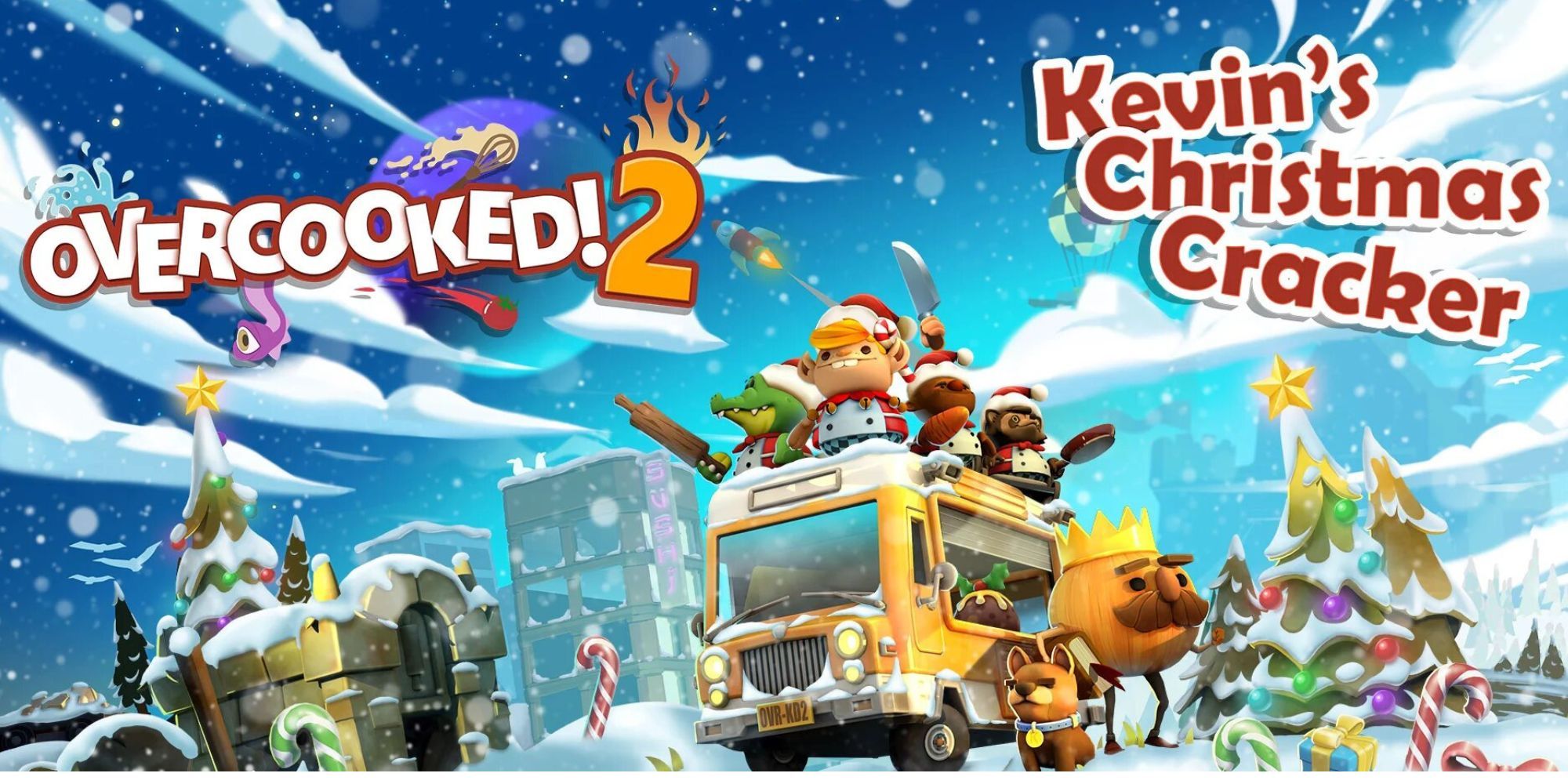 Overcooked! 2 - Kevin's Christmas Cracker Christmas Event - Christmas-themed Chefs On Food Truck