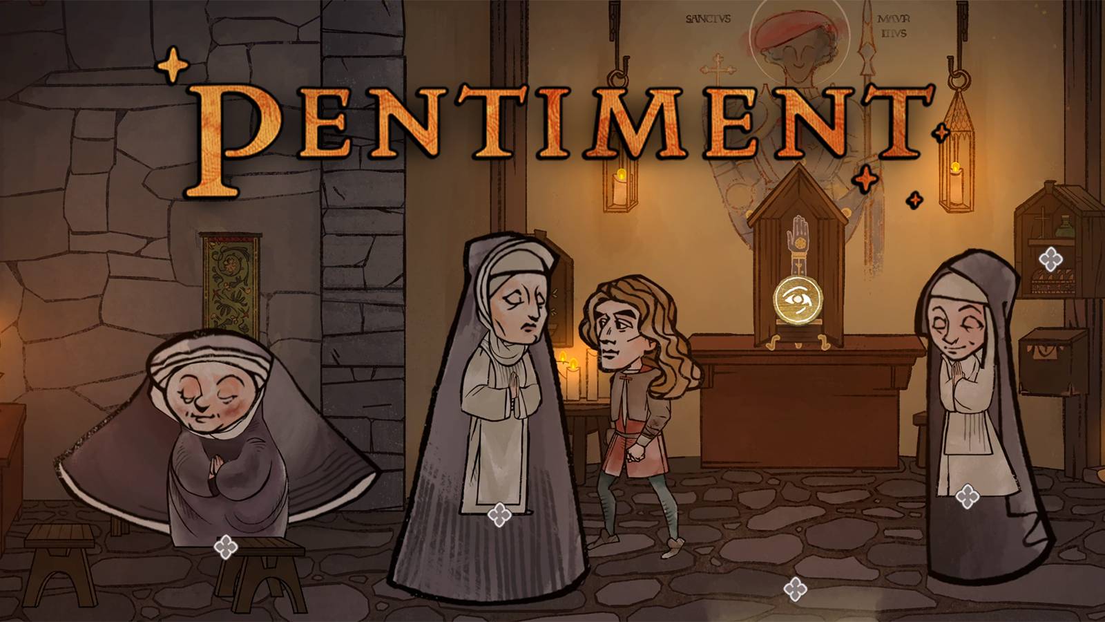 pentiment protagonist andreas maler and three nuns