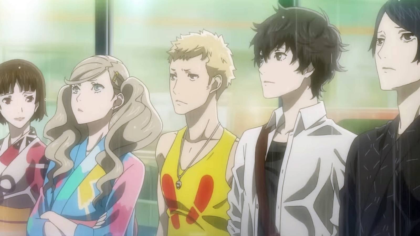 persona 5 royal summer rain scene