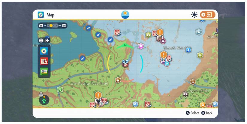 map showing Glaseado Mountain in Pokemon Scarlet & Violet