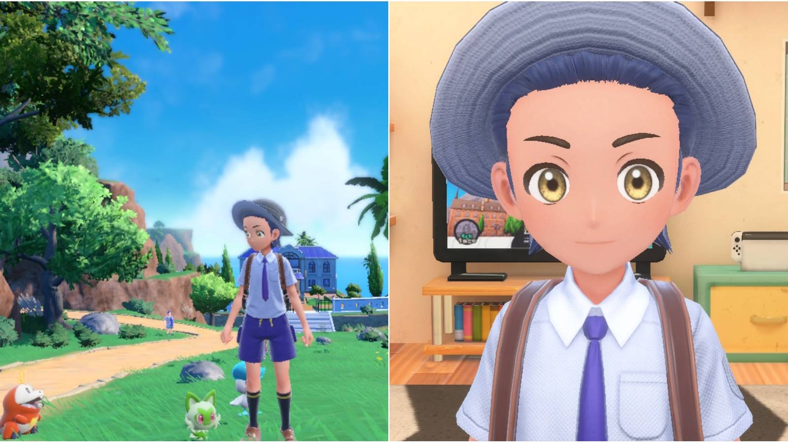 pokemon scarlet violet open area trainers room tv