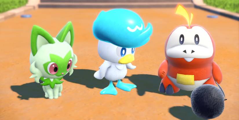 Sprigatito, Quaxly, and Fuecoco in Pokemon Scarlet & Violet