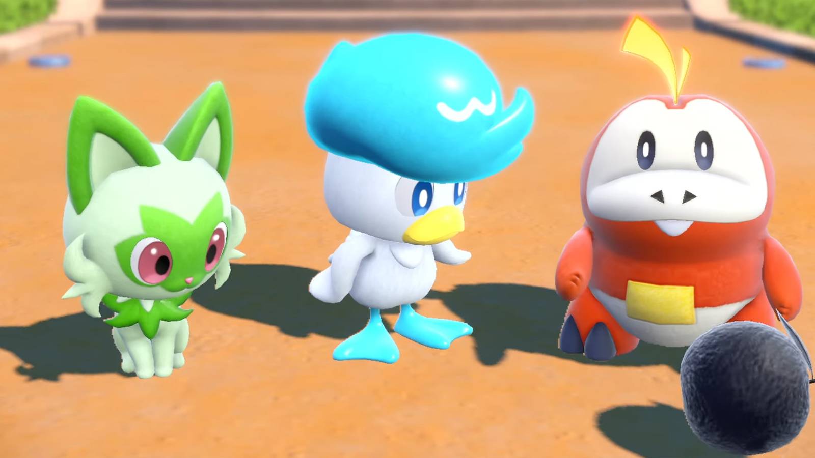Sprigatito, Quaxly, and Fuecoco in Pokemon Scarlet & Violet