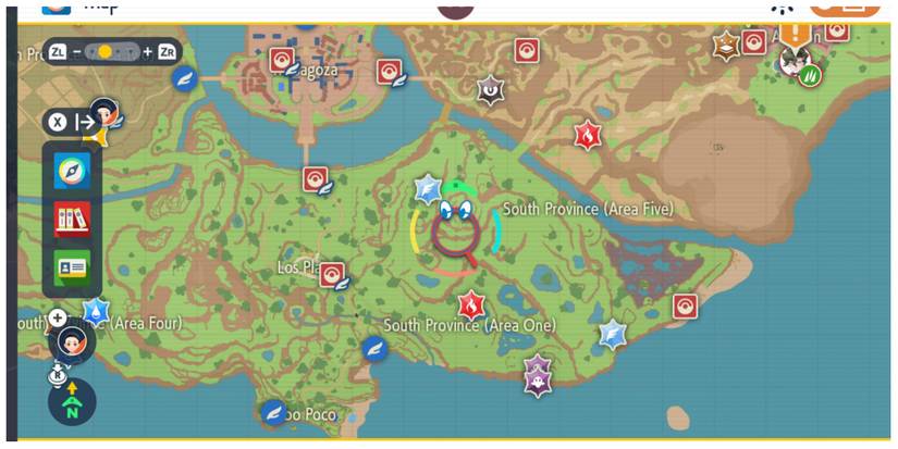 Map showing South Province (Area One) in Pokemon Scarlet & Violet