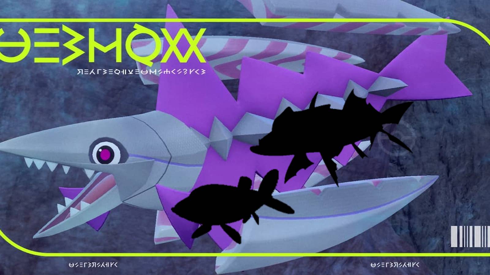 Veluza from Pokemon Scarlet and Violet alongside two silhouetted Pokemon