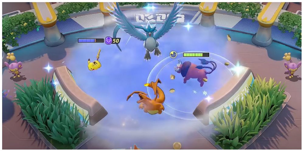 battle with a wild Pokemon in Pokemon Unite