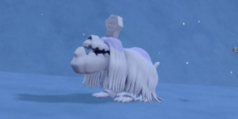 Houndstone just after evolving in the snow