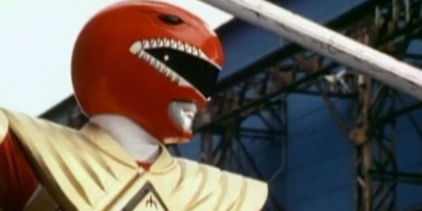 Red Ranger Jason wearing the dragon shield in Mighty Morphin Power Rangers