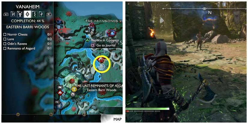 remnants of asgard location in barri woods in god of war ragnarok