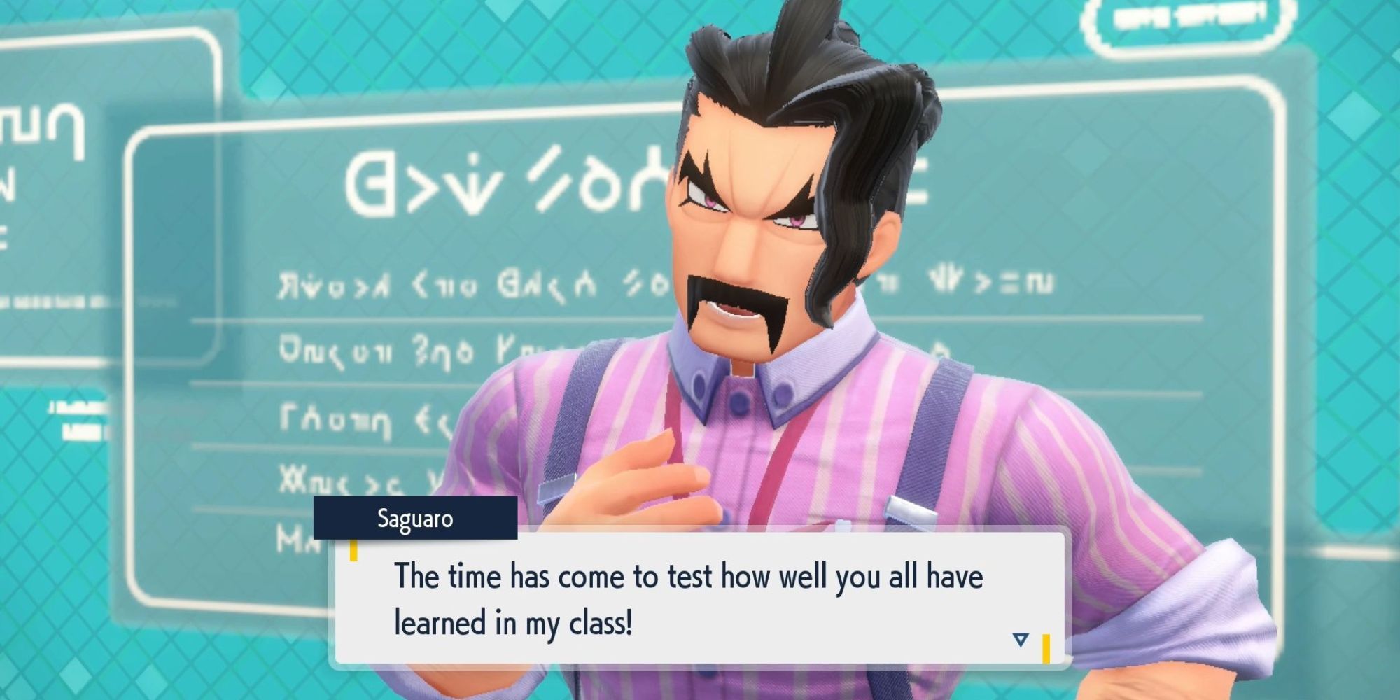 Saguaro talking to the class in Pokemon Scarlet and Violet