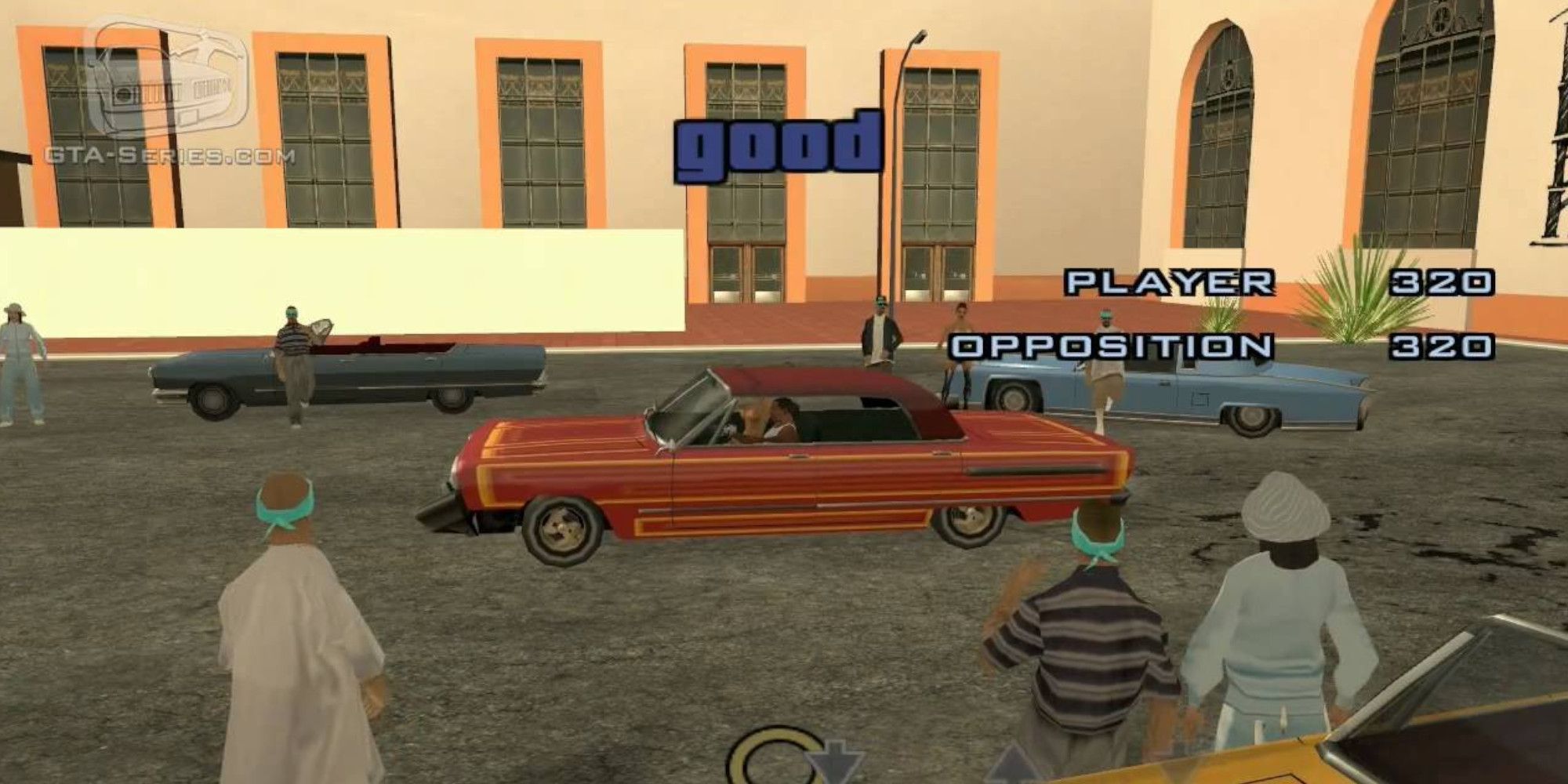 A player engages in a lowrider battle