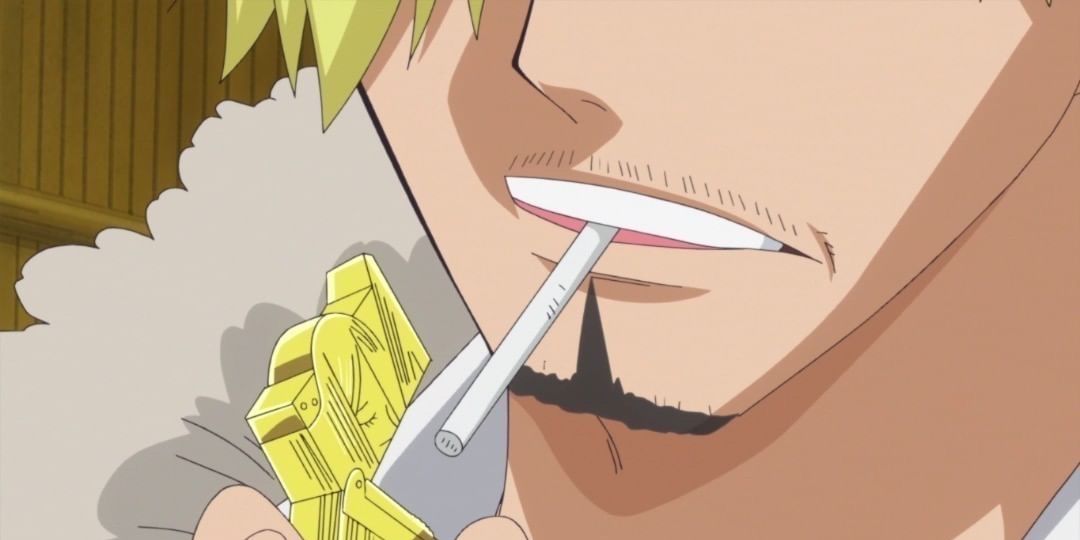 Sanji lighting up his cigarette