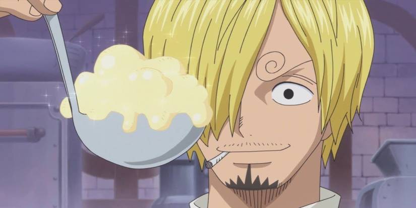 Sanji tasting the food