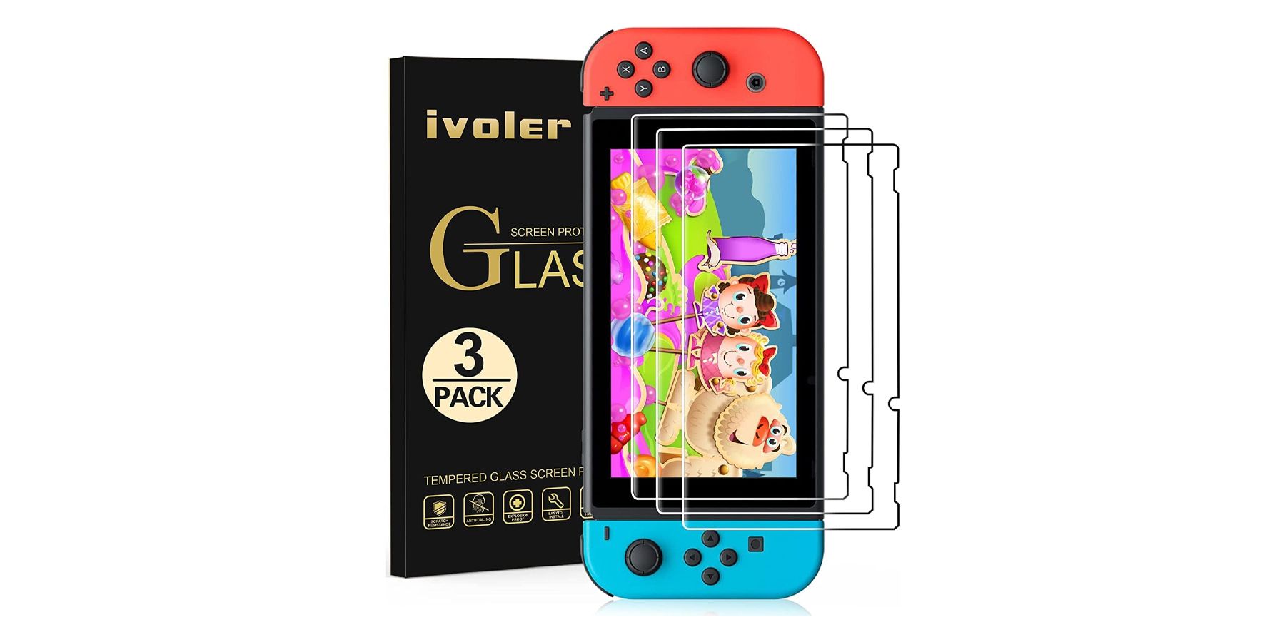 Screen Protector Tempered Glass for Nintendo Switch, iVoler