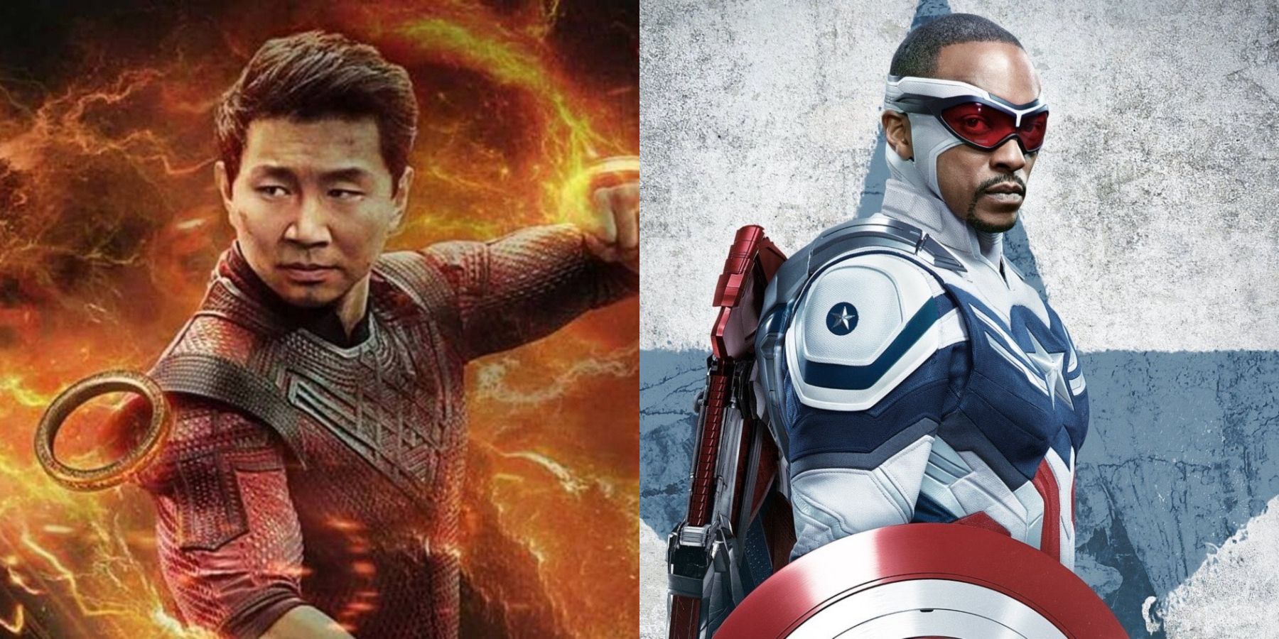 Shang-Chi and Sam Wilson Captain America split image