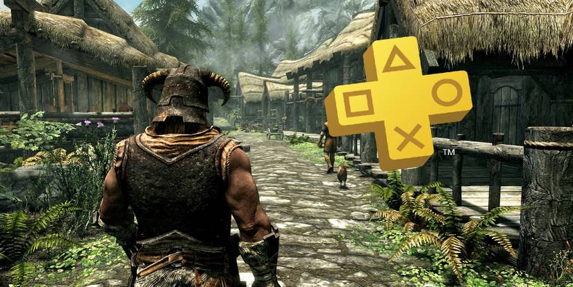 skyrim with ps plus logo