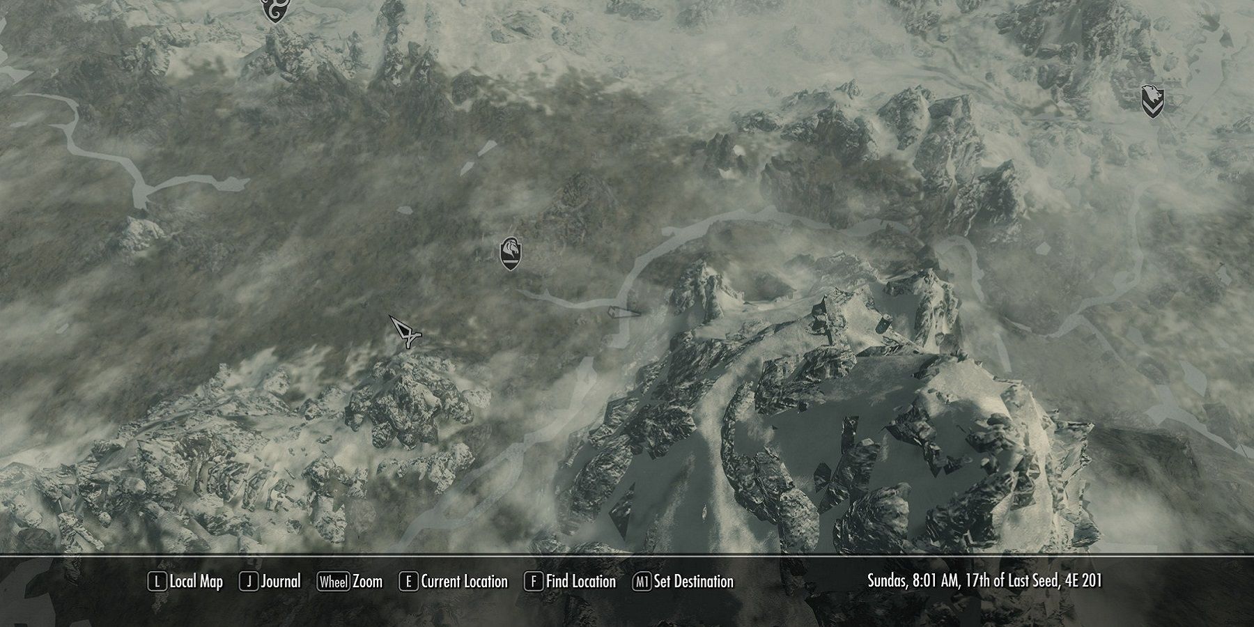 Image from Skyrim showing the world map.