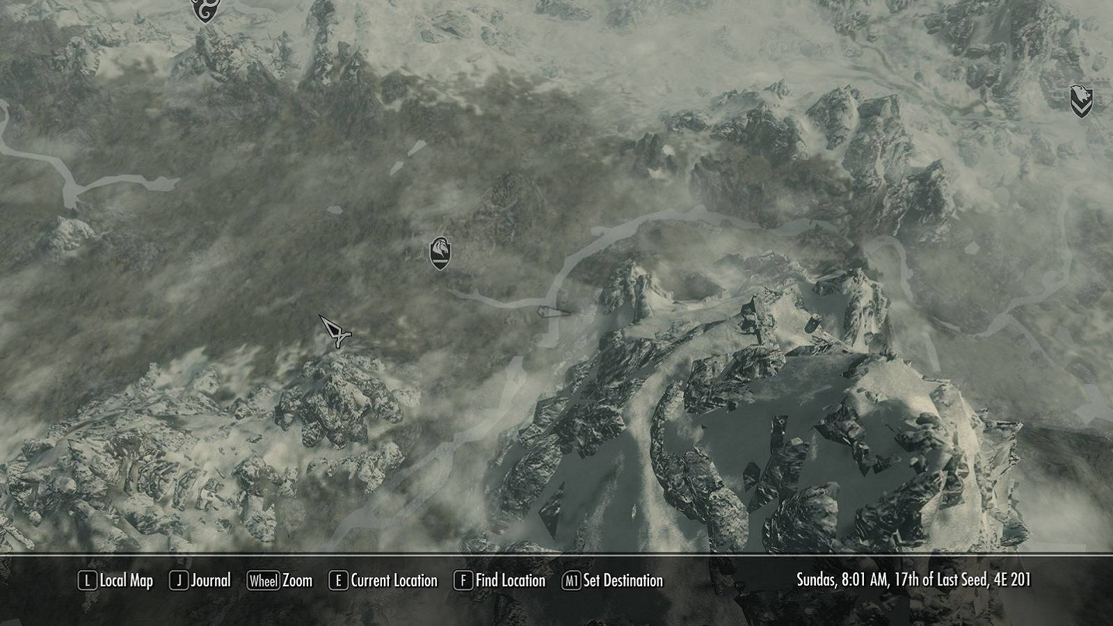 Image from Skyrim showing the world map.
