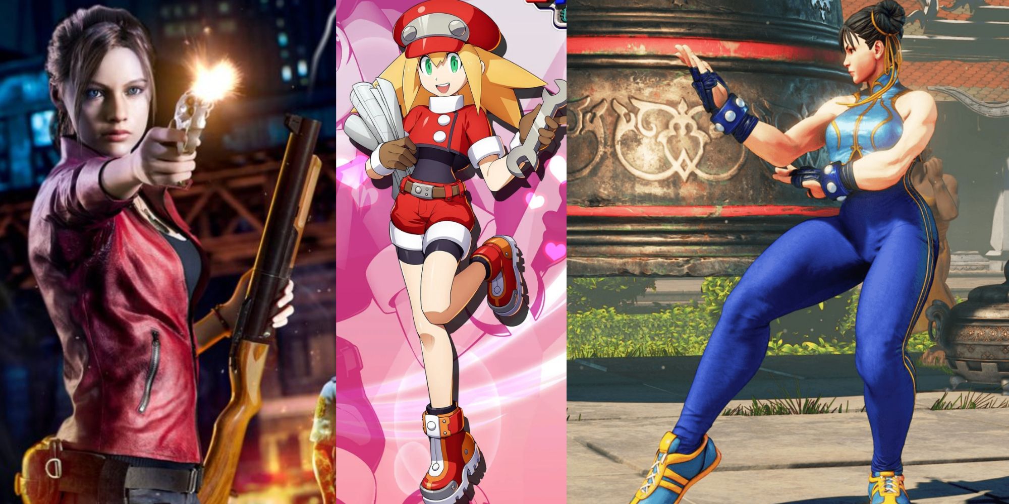 left to right: claire redfield, roll caskett, chun li 