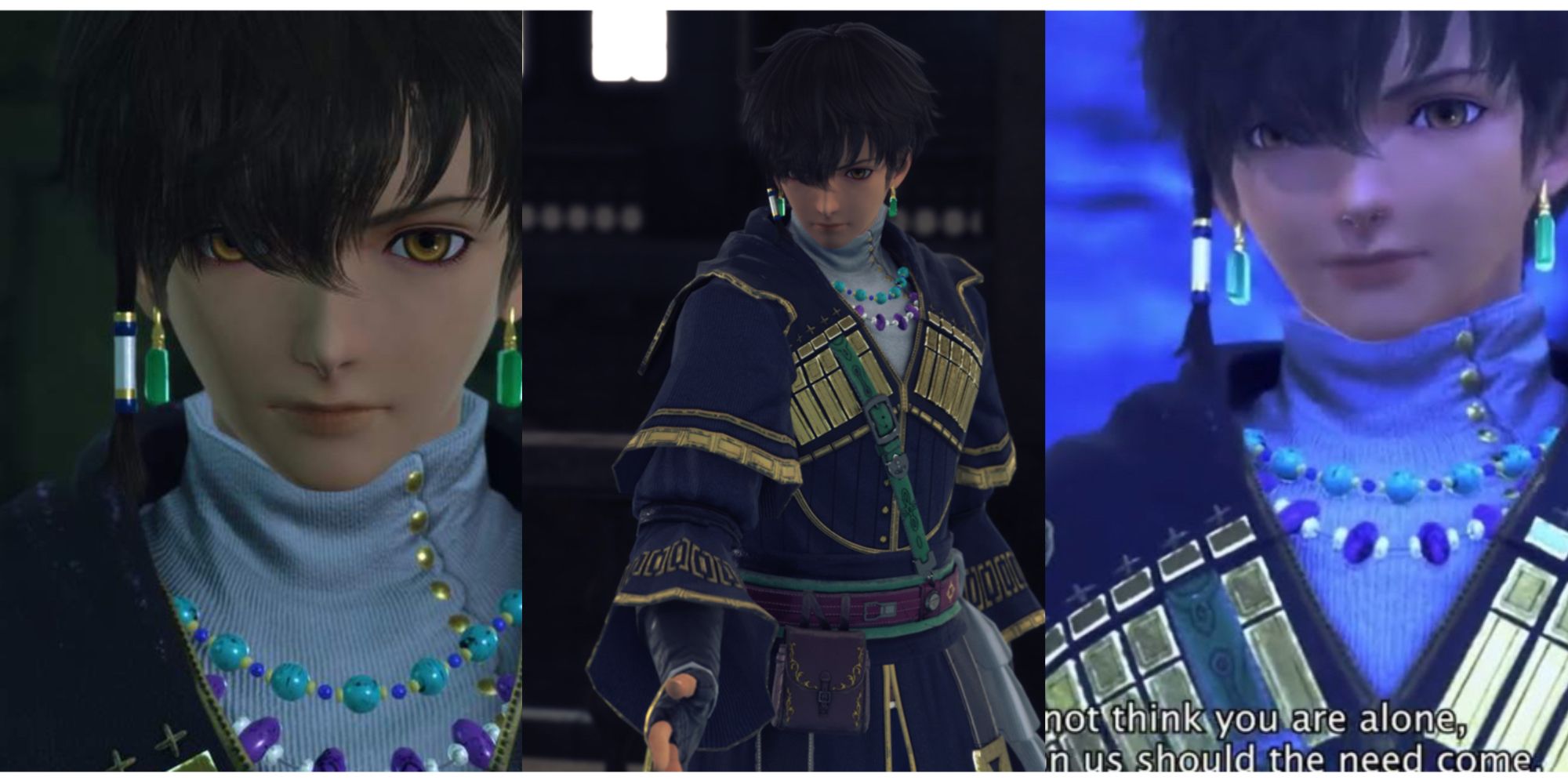 split image of three different views of Albaird in Star Ocean: The Divine Force