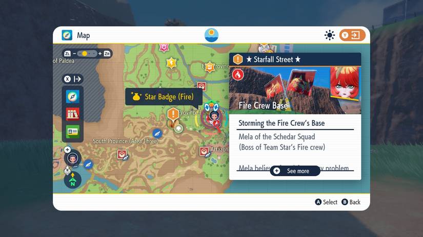 starfall street fire crew's base location scarlet violet