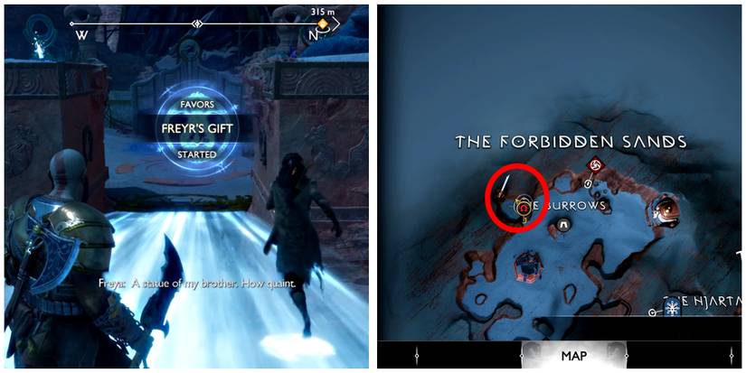 starting freyr gift favor in god of war raganarok