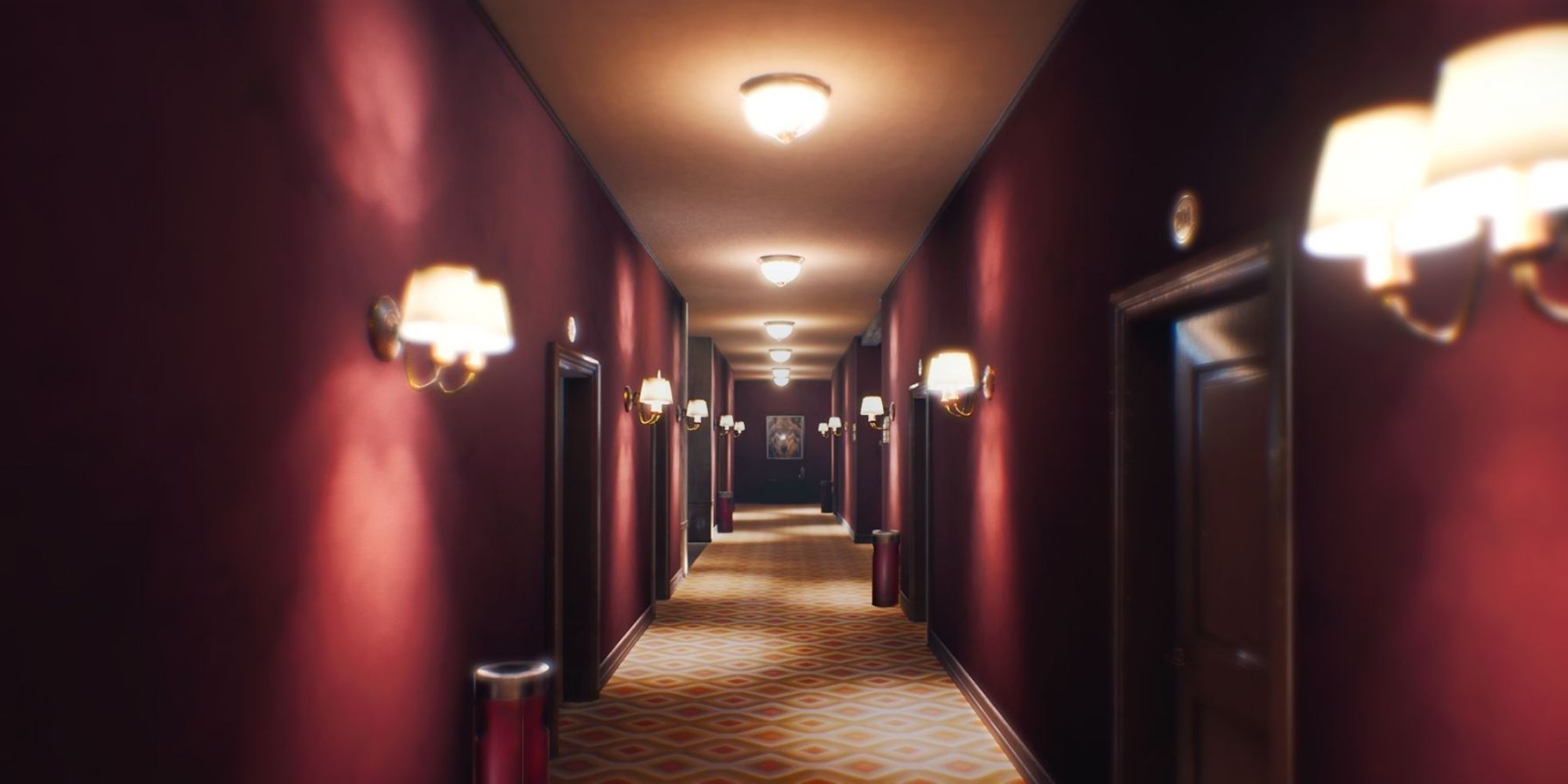 The corridors of the Timberline Hotel