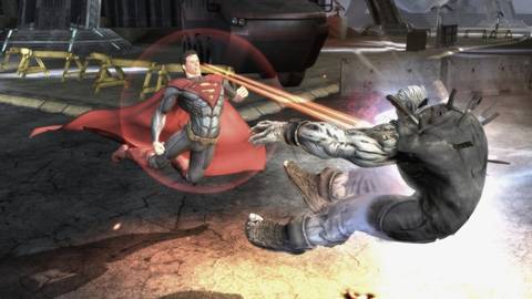Superman using Heat Vision in Injustice: Gods Among Us