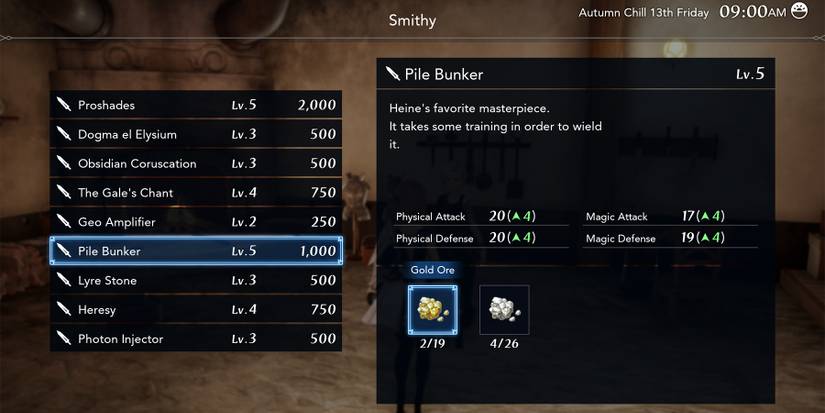 teammates wepons upgrade cost in harvestella