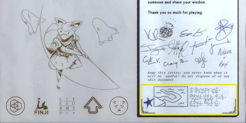 a page of tunic's manual hinting at the solution of a puzzle.