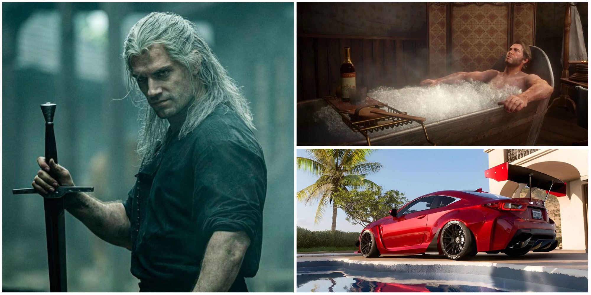 The Witcher Henry Cavill Forza Car RDR2 Bath