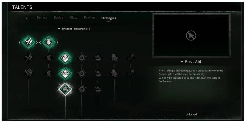 First Aid talent information screen in Thymesia